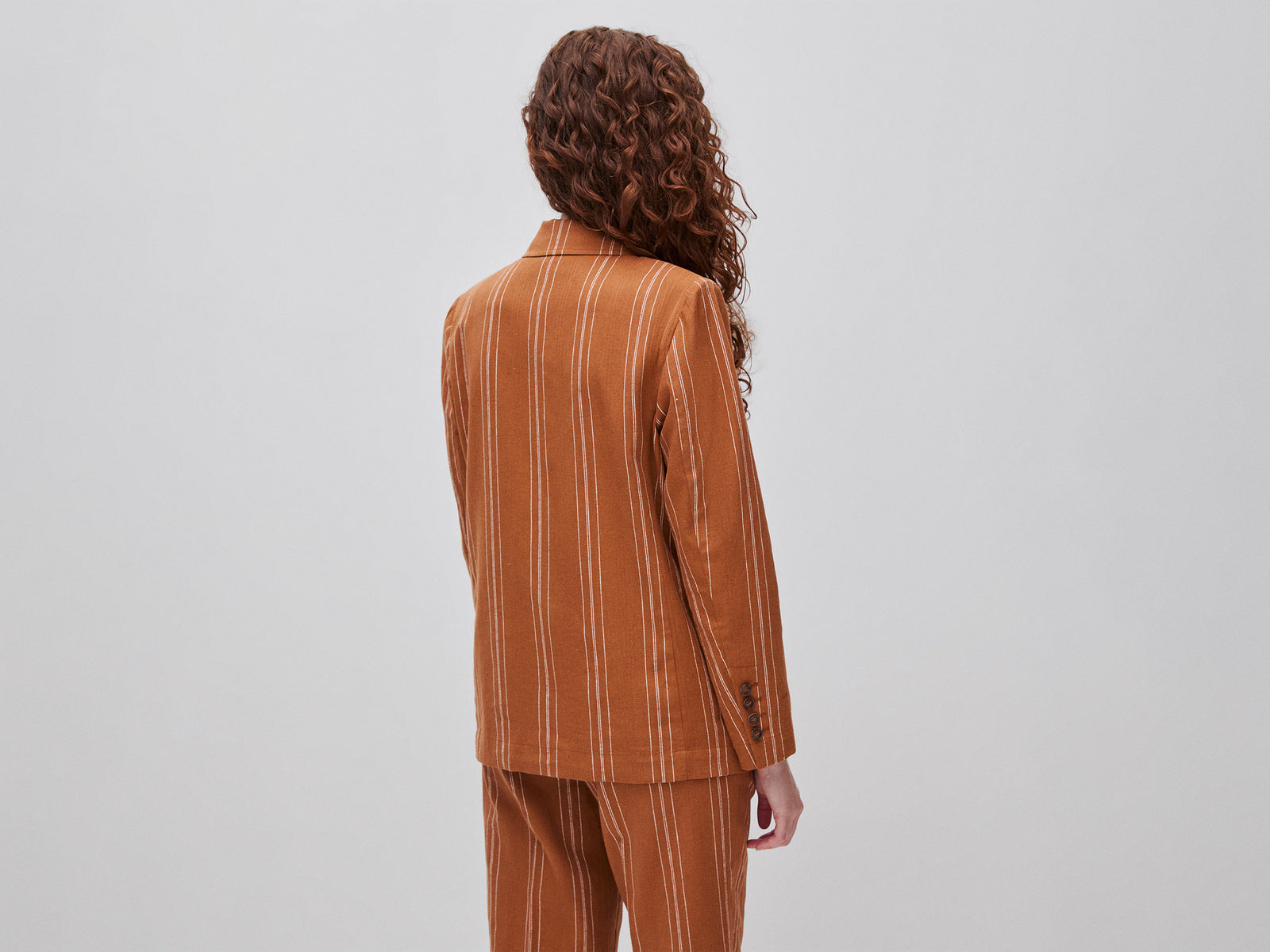 Blazer às riscas em mistura de linho - ucb_image_B
