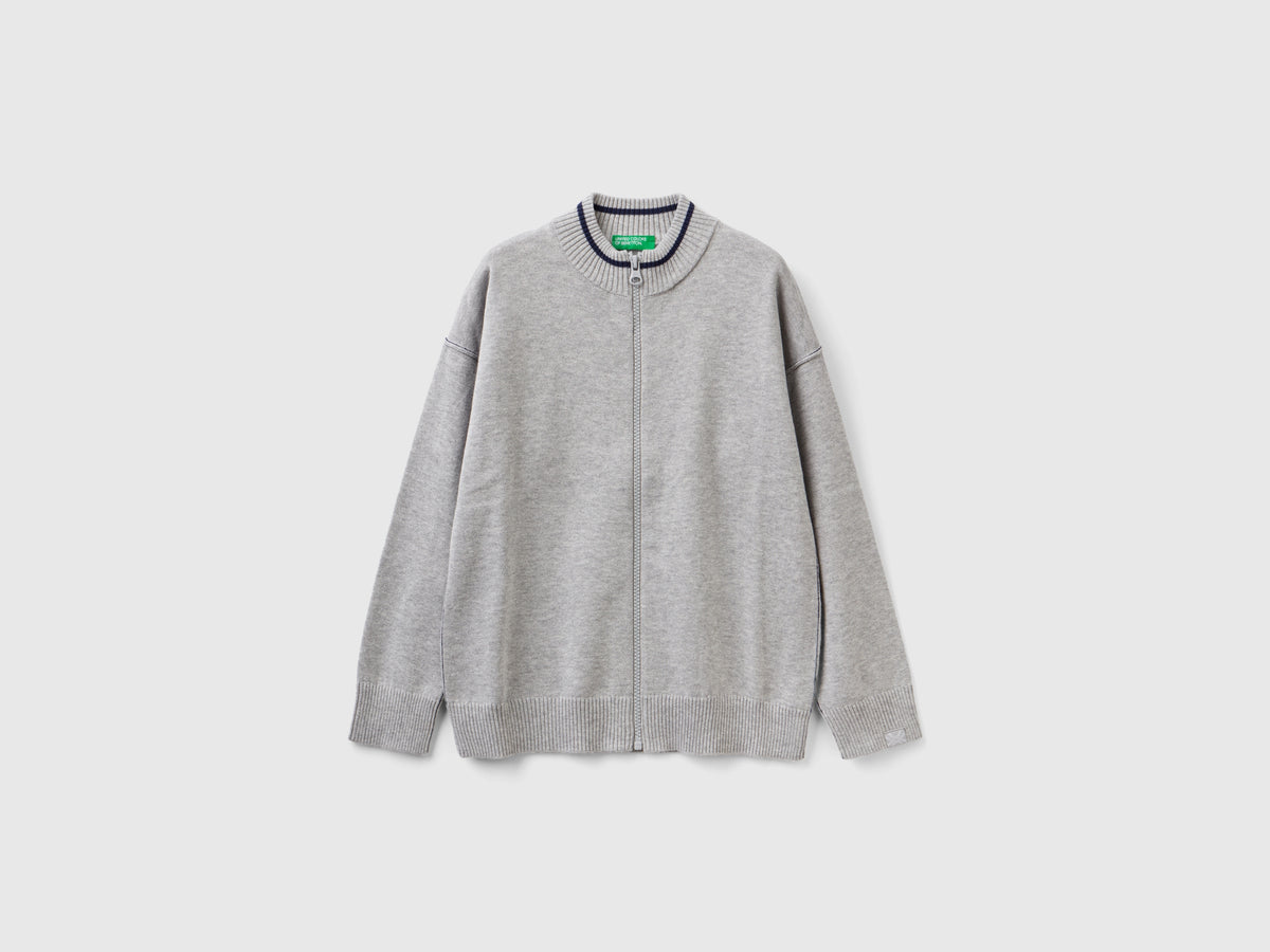 Cardigã com fecho de correr em algodão tricot - ucb_image_FS