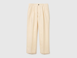 Wide-leg trousers in linen blend