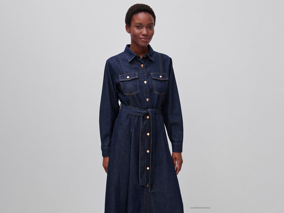 Vestido de jeans com cinto  - ucb_image_F