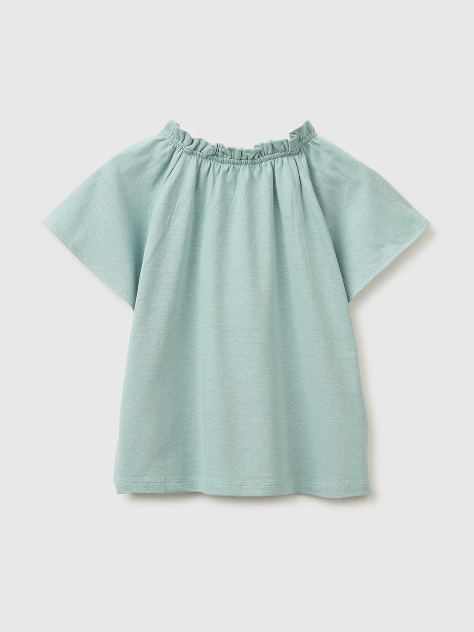 Linen blend ruffle neck T-shirt - ucb_image_BS
