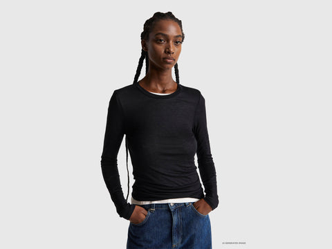 T-shirt em mistura de viscose e caxemira - ucb_image_F