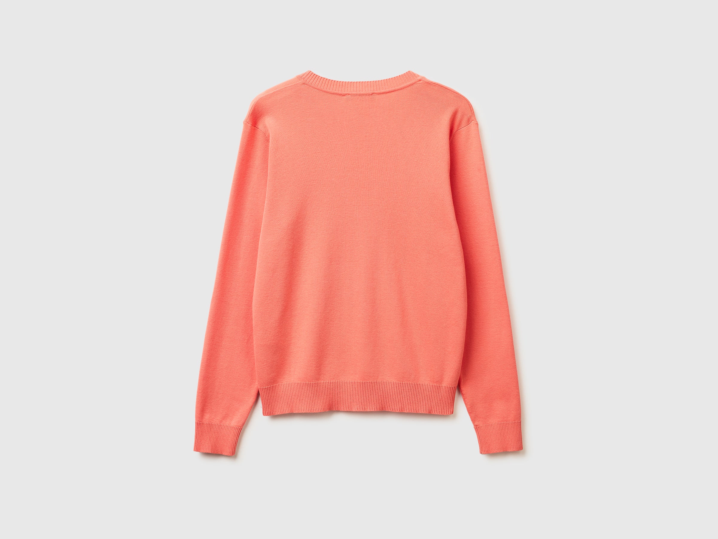 Camisola pêssego em algodão tricot com decote em V - ucb_image_BS