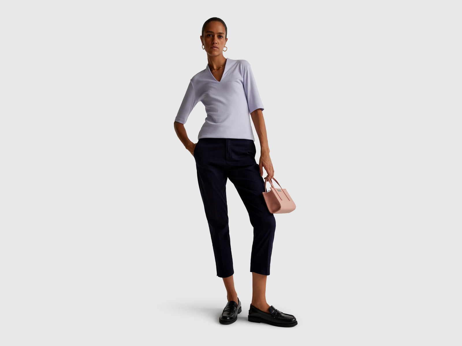 Cropped chinos in stretch cotton