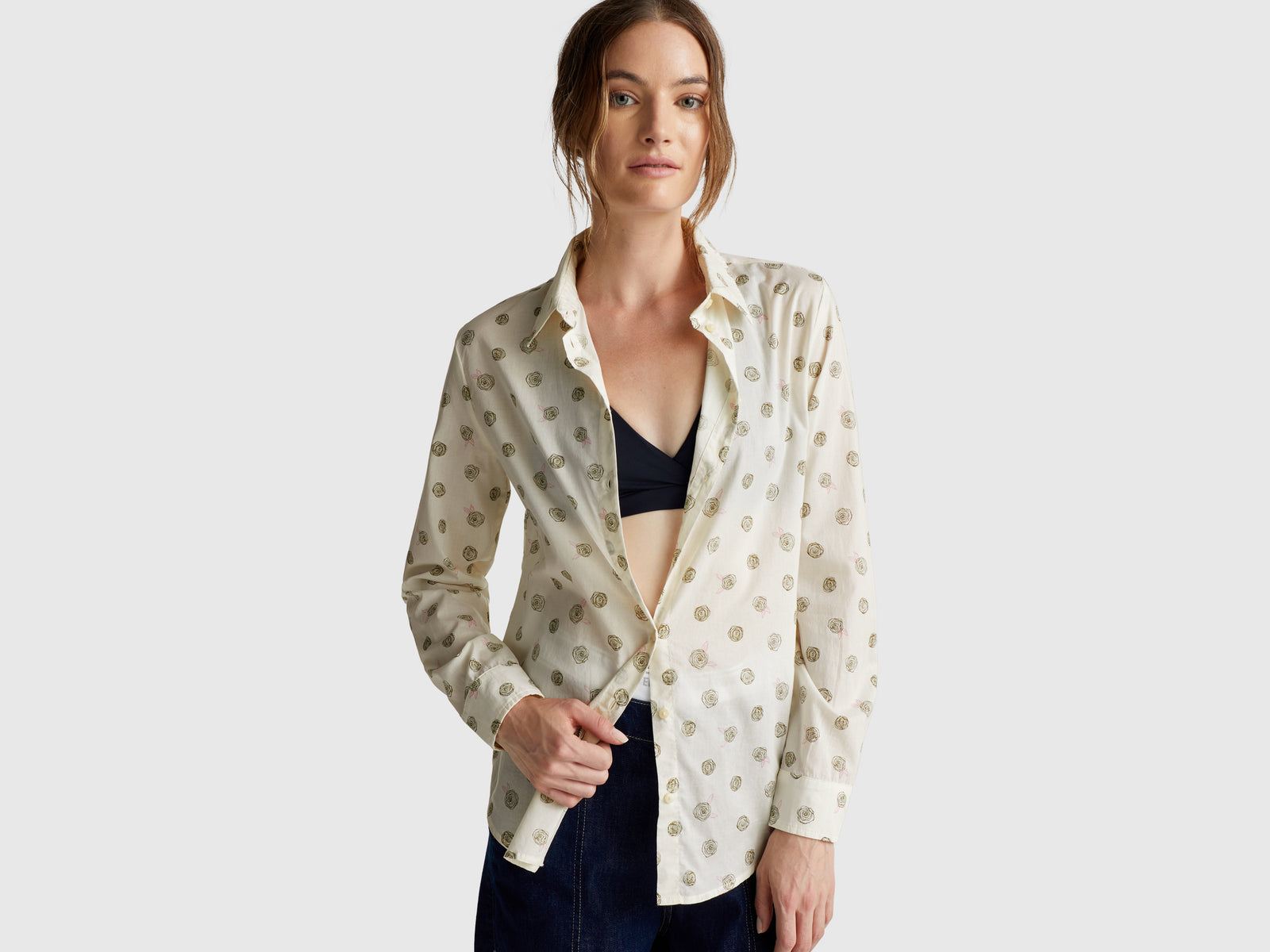 Patterned shirt in lightweight cotton