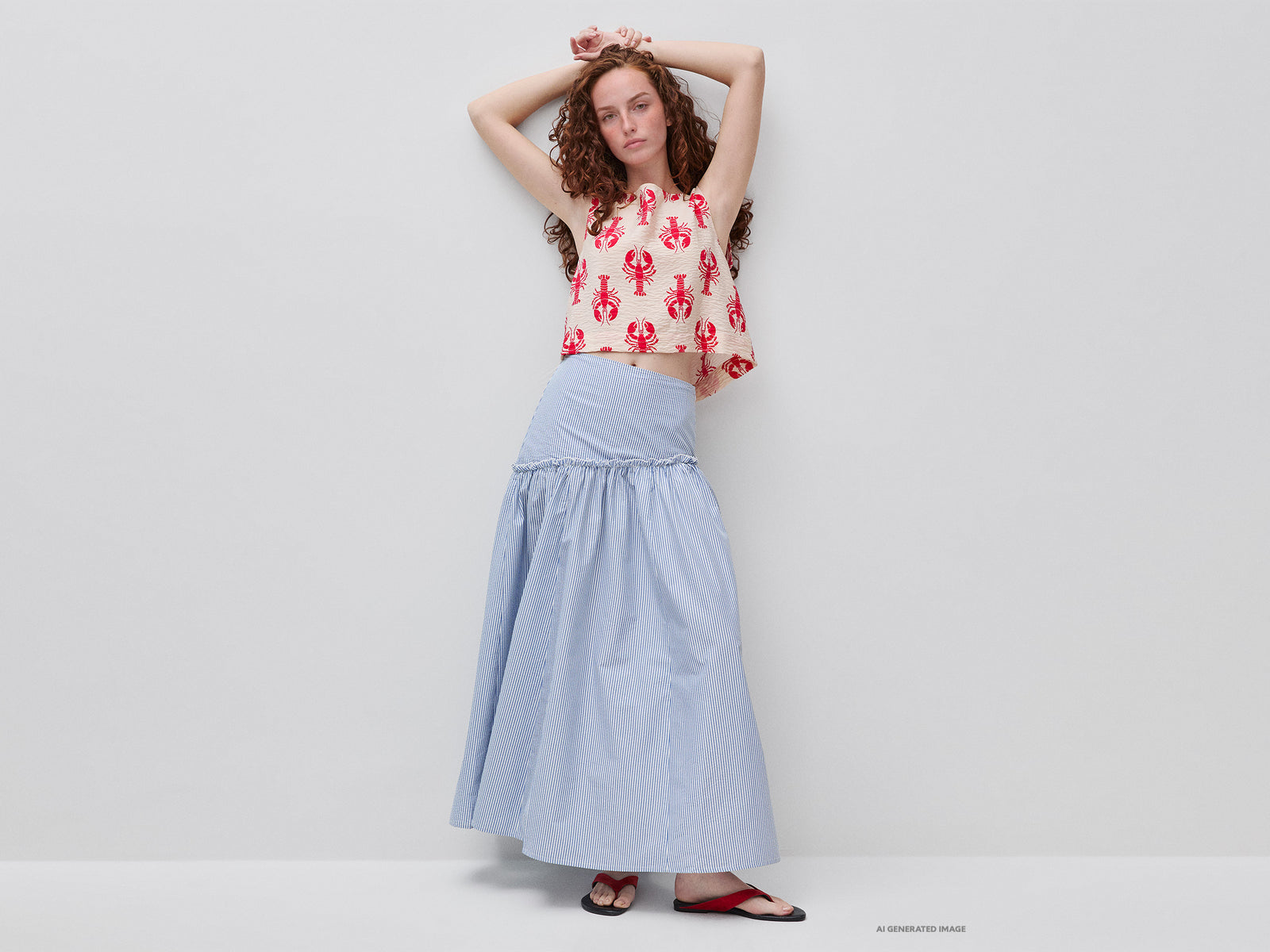 Printed top with buttons